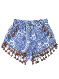 Fashion Printed Ethnic Tassels Shorts