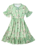 Stunning Ruffles Tiny Floral Chiffon Dress