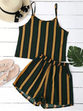 Color Block Striped Cami Top with Shorts