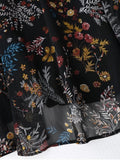 Trendy Semi Sheer Floral Print Chiffon Dress