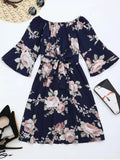 Trendy Off The Shoulder Floral Print Belted Dress