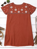 Stunning Floral Embroidered Mini Tunic Dress