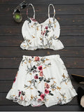 Floral Print Ruffled Cami Two Piece Set