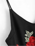 Cute Rose Embroidered Patched Slip Bodycon Dress