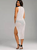 Cheap Casual See Thru Slit Cover Up Dress