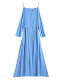 Pretty Maxi Cami Cold Shoulder Shirt Dress