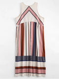 Pretty Round Collar Striped Sleeveless Dress