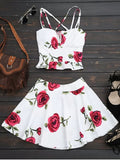Floral Bralet Crop Top and Mini Skirt