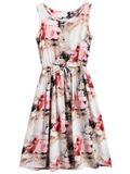 Pretty Midi Sleeveless Drawstring Floral Dress