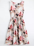 Pretty Midi Sleeveless Drawstring Floral Dress