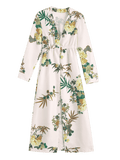 Pretty Floral Long Sleeves Open Front Coverup Dress