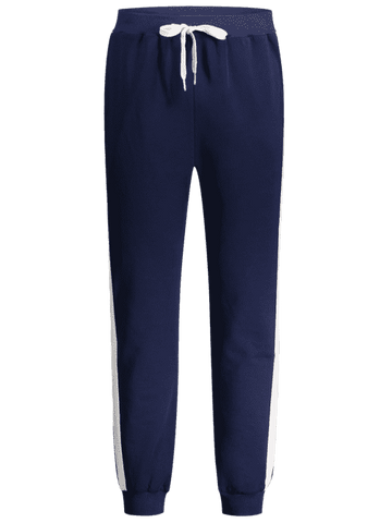 Cute Drawstring Waist Two Tone Jogger Pants