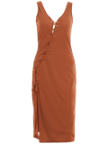 Fashion Bias Cut Lace Up Pencil Tank Dress