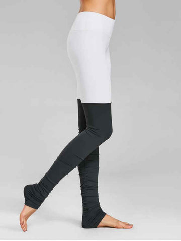 Fun Color Block Ruched Overlength Sporty Leggings