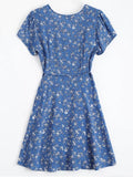 Cute Tiny Floral Plunging Neck Wrap Dress