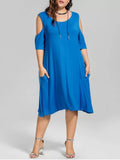 Cheap Casual Plus Size Cold Shoulder Dress