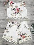  Floral Print Beach Cover Up Shorts Set