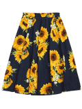 Fashion Sunflower Print High Waist Skirt