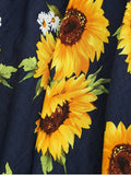 Fashion Sunflower Print High Waist Skirt