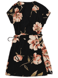  Cute Cap Sleeve Floral Mini Wrap Dress