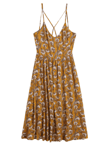 Trendy Sunflower Criss Cross Midi Dress
