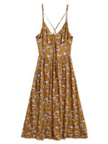 Trendy Sunflower Criss Cross Midi Dress
