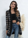 BLACK PLAID LONG SLEEVE SWEATER OUTWEAR