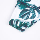 Swimwear Women Swimsuit High Waist White Leaves Print Bandage Bikini