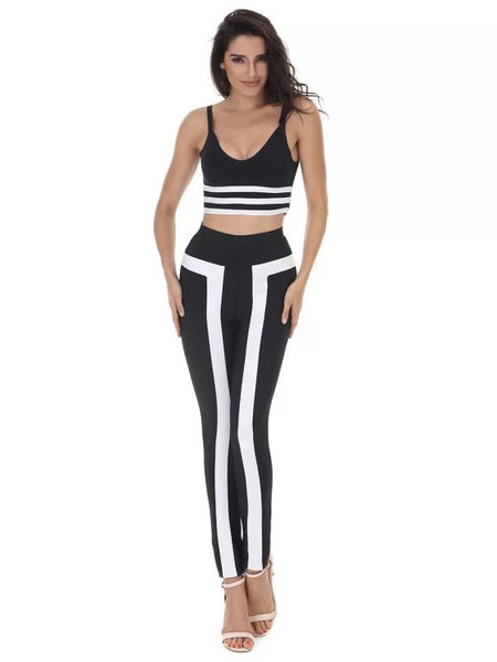 Striped Cami Crop Top and Pants SetV