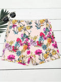 Trendy Side Zipper High Waisted Floral Shorts