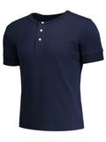 Trendy Crewneck Short Sleeve Henley Mens Top