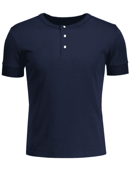 Trendy Crewneck Short Sleeve Henley Mens Top