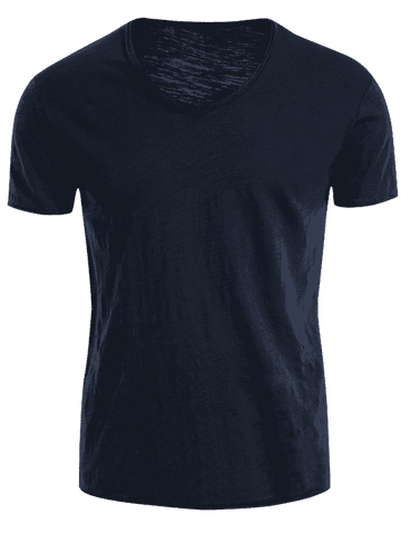 Trendy Mens V Neck Cotton Basic Tee