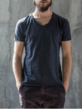 Trendy Mens V Neck Cotton Basic Tee