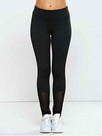 Trendy High Waisted Mesh Spliced Yoga Leggings Pants