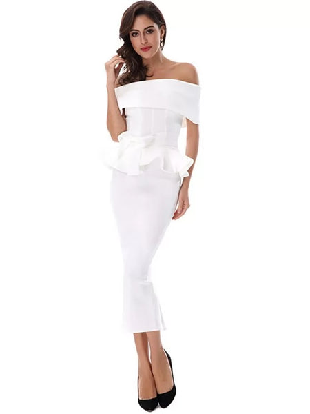 Ruffles Belted Top and Slit Skirt Set