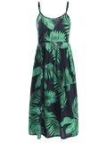 Trendy Leaves Print Self Tie Cami Dress