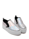 Chic Metallic Color Elastic Round Toe Platform Shoes