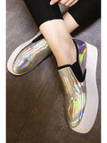 Chic Metallic Color Elastic Round Toe Platform Shoes
