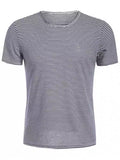 Trendy Mens Striped Crewneck Jersey Tee