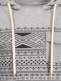 Trendy Chest Pocket Tribal Print Pullover Hoodie