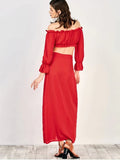 Trendy Off The Shoulder Crop Top and Maxi Skirt