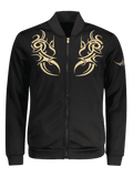 Cute Zippered Embroidered Bomber Jacket