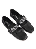 Fashion Rhinestone Buckle Strap Low Heel Flats