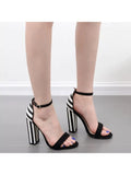 Fashion Striped Pattern Two Tone Sandals
