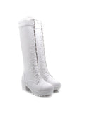 Cute Stylish Front Lace-Up and Chunky Heel Design Knee-High Boots For Women