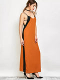 Fashion Contrast Stripe Maxi Slip Dress