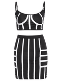 Cropped Striped Top and Bodycon Mini Skirt