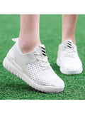 Fashion Faux Leather Insert Mesh Breathable Athletic Shoes