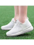 Fashion Faux Leather Insert Mesh Breathable Athletic Shoes